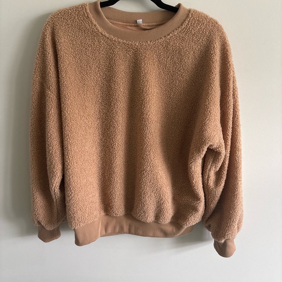 Kingfen Cozy Teddy Fleece Pullover Sweatshirt - Camel - Picture 4 of 5